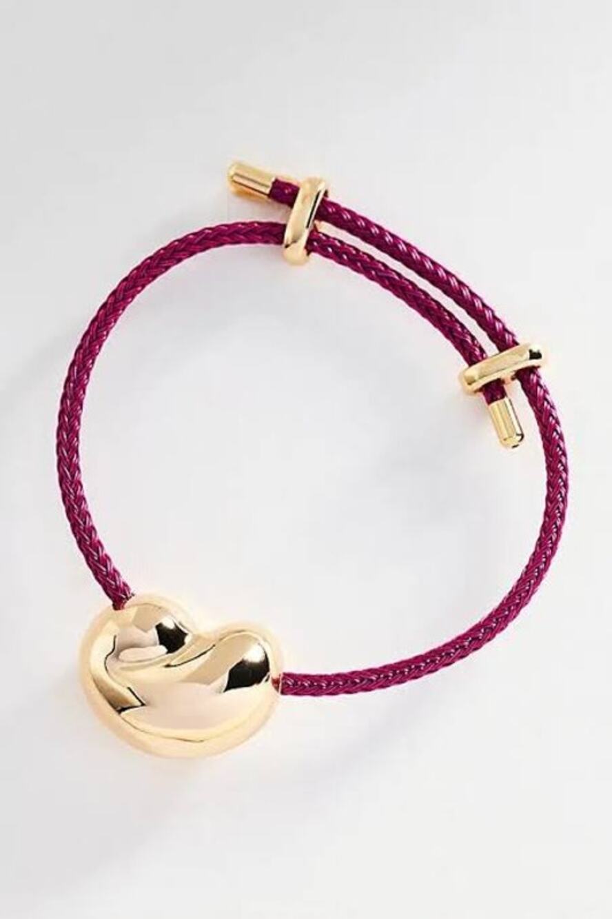 NWT Anthropologie Bean Pendant Cord Bracelet PINK